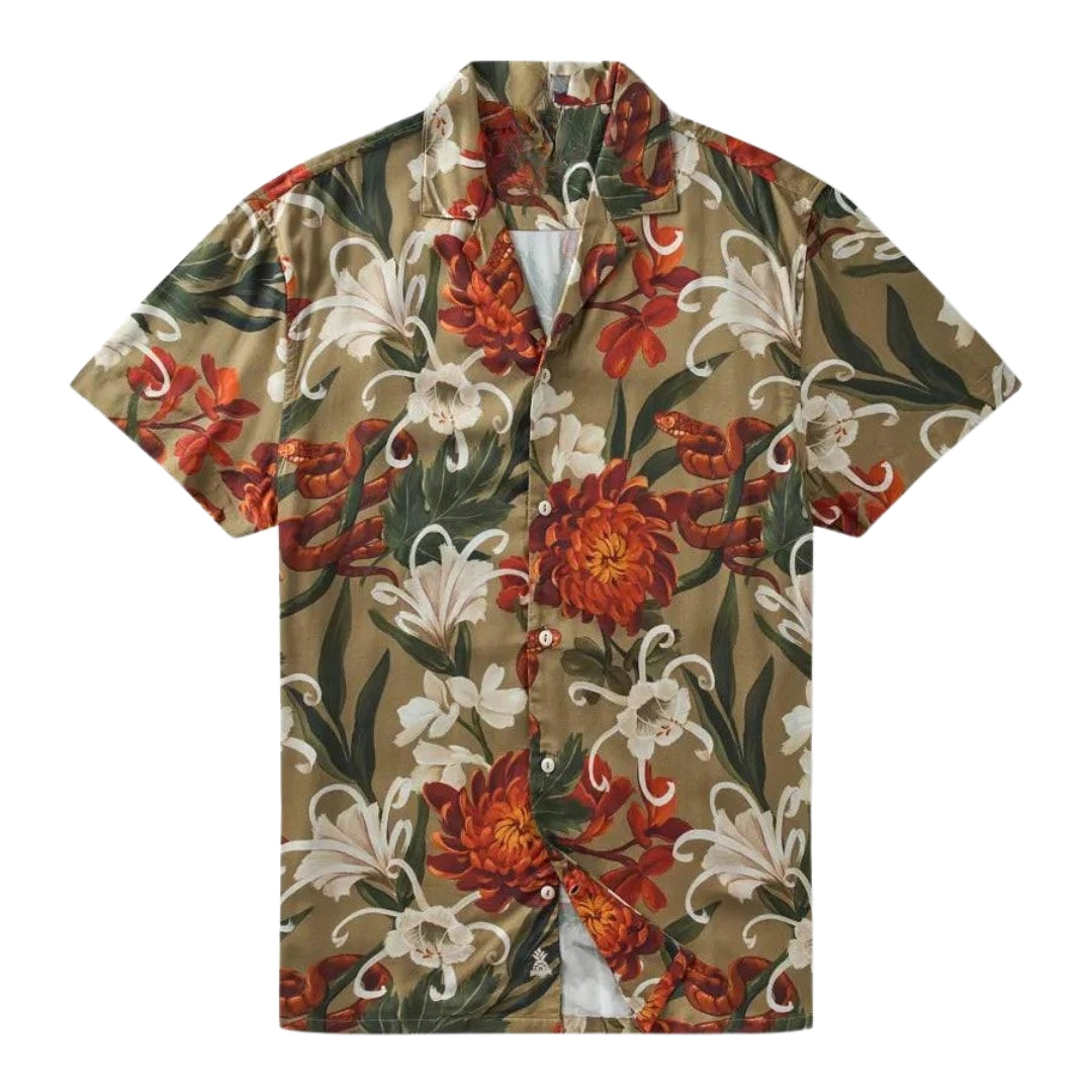 Vintage Floral Tropical Print Casual Button-Up Summer Shirt