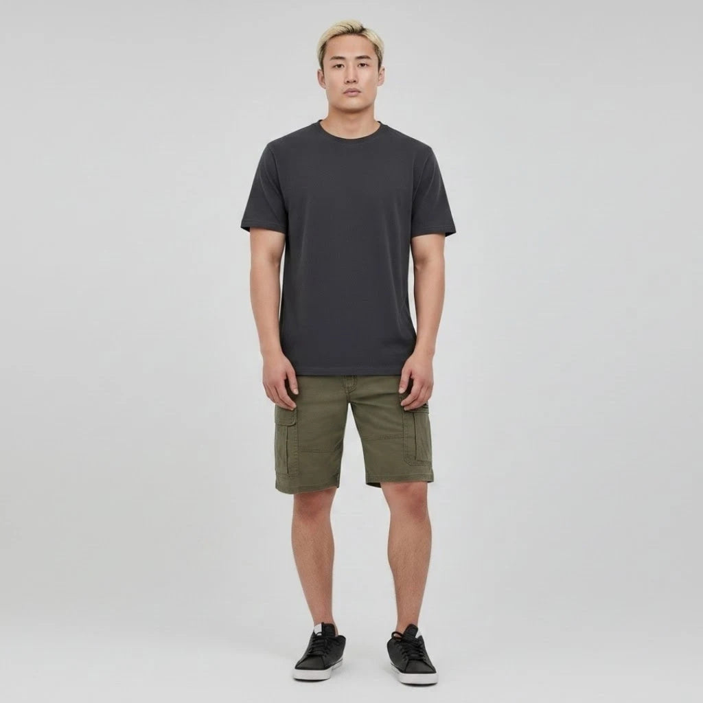Classic Olive Green Multi-Pocket Casual Cargo Shorts Men