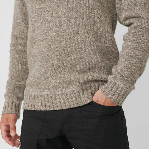 Classic Beige Knit Shawl Collar Winter Sweater Men
