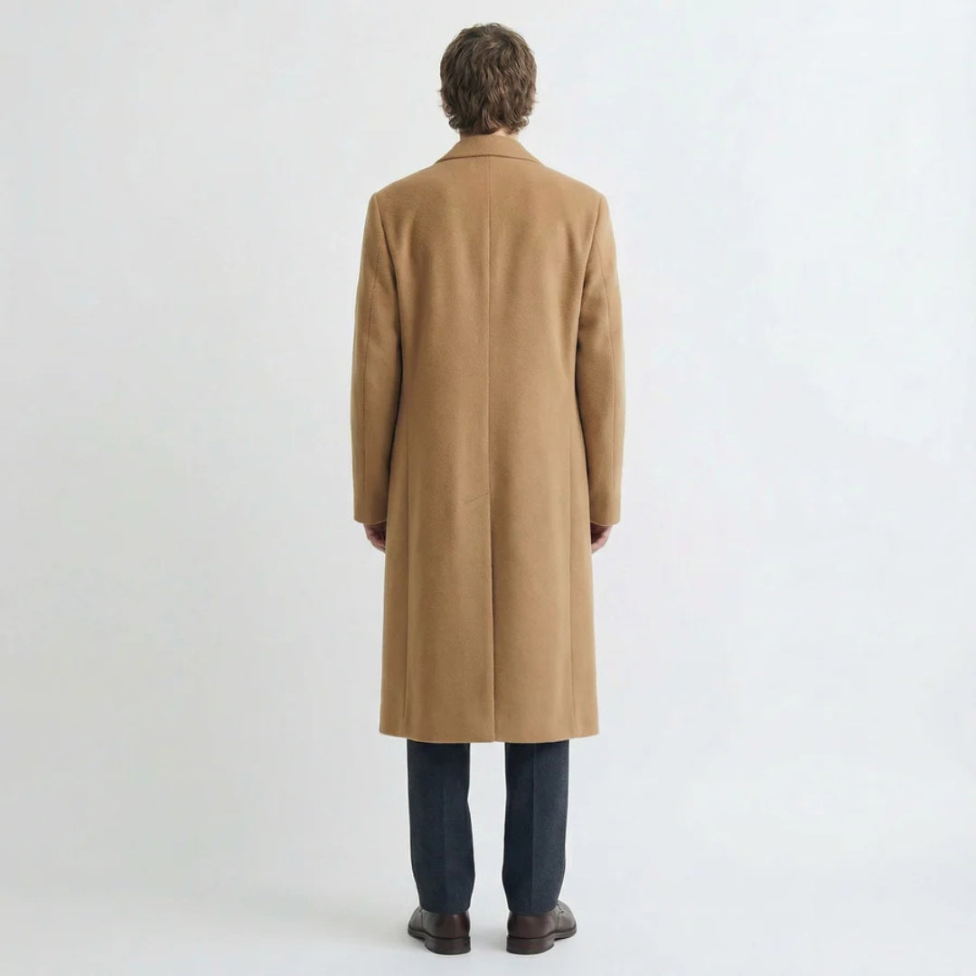 Classic Camel Double-Breasted Long Wool Winter Overcoat Men