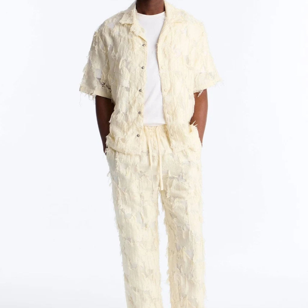 Luxury Ivory Textured Two-Piece Casual Summer Set Men