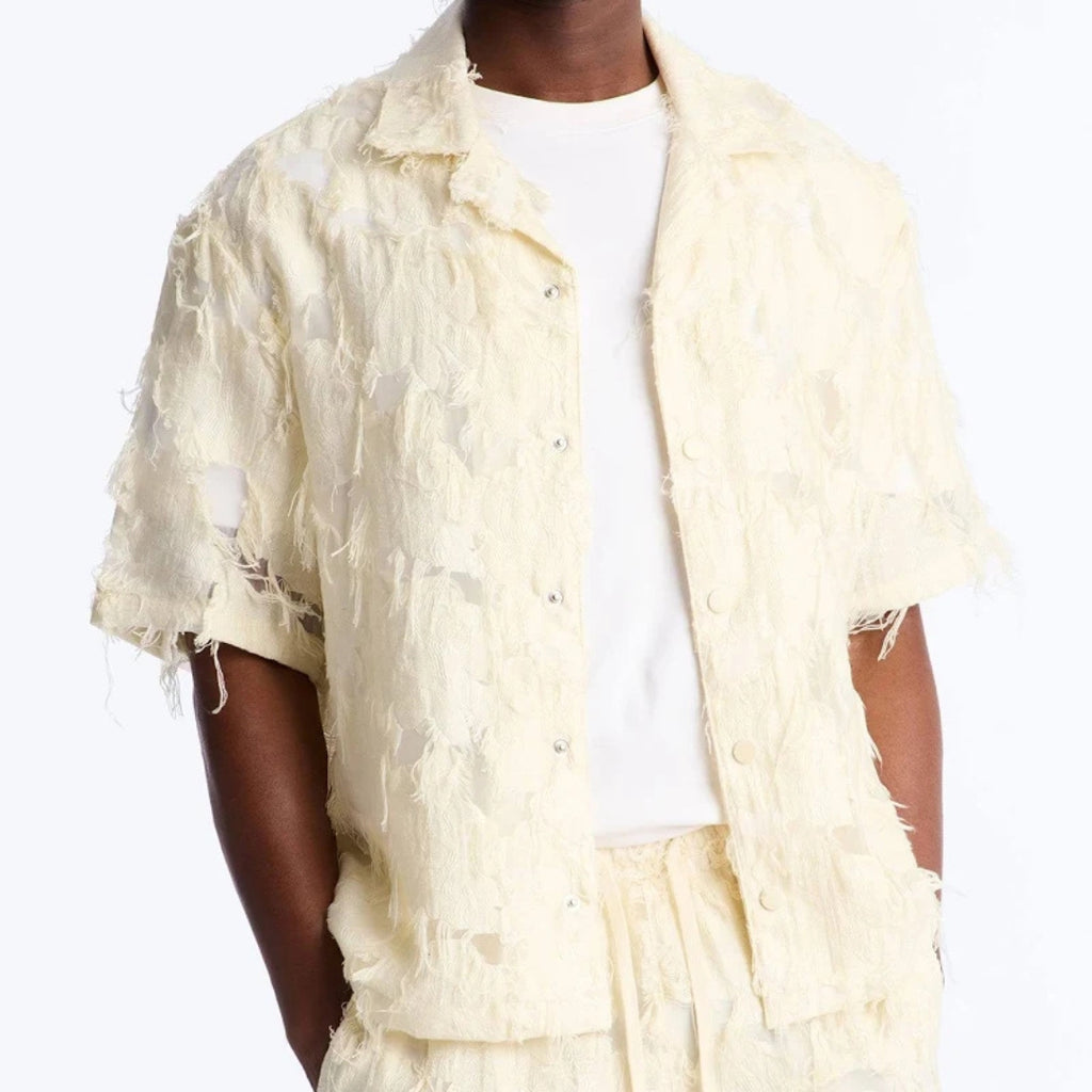 Luxury Ivory Textured Two-Piece Casual Summer Set Men